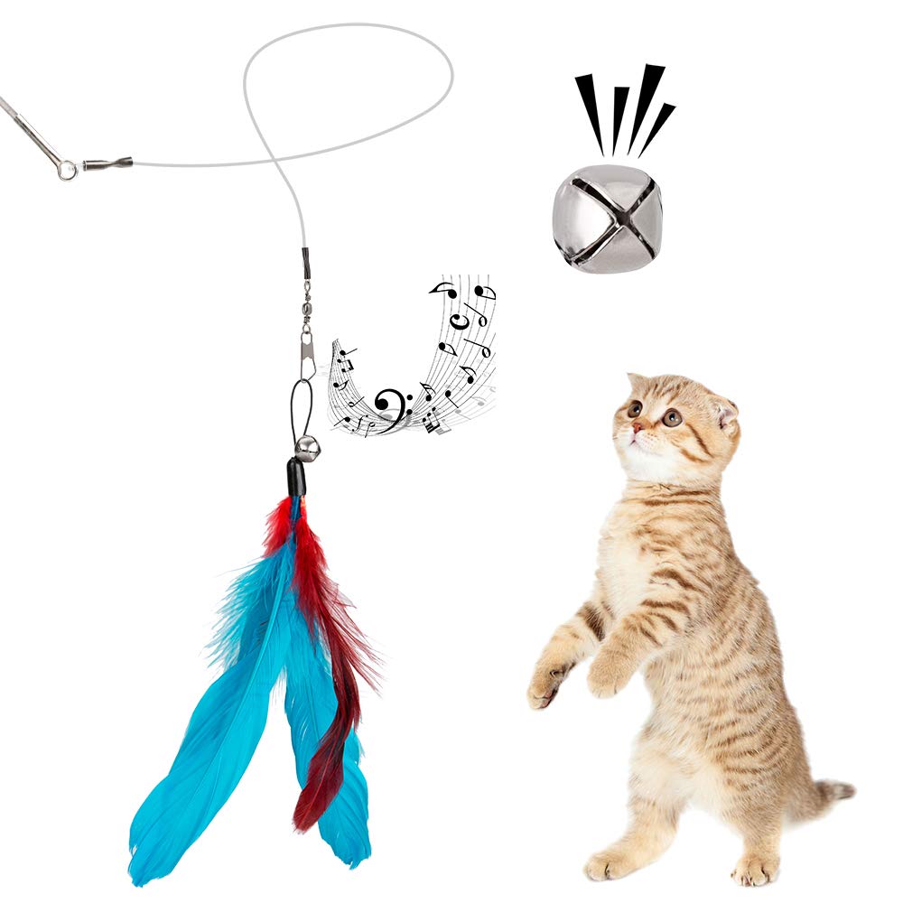 Jiaron Cat Toys Feather Toy, 2Pcs Retractable Wand And 10Pcs Replacement Teaser With Bell Refills, Interactive Catcher And Funny